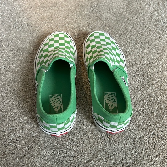 Vans Green and White Checkerboard Canvas Sneakers - Picture 2 of 2